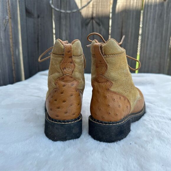 Ariat Youth Little Kids Sz 12 Suede Leather Ostrich Print Cowboy Boots - Picture 2 of 10